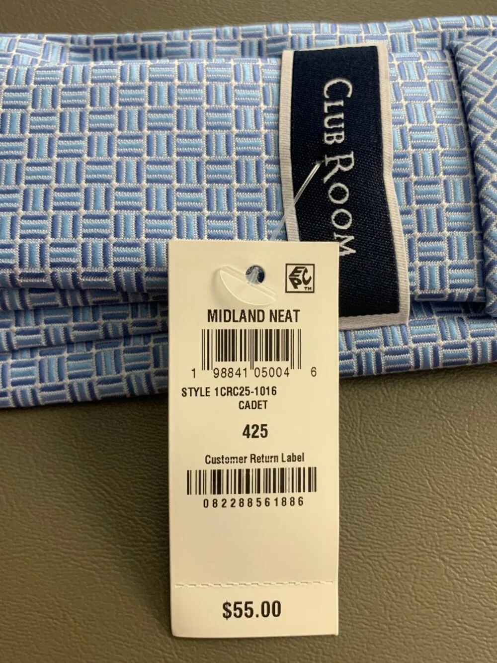 Club Room Men's 3.25'' 100% Polyester Neck Tie, Cadet Light Blue Neat, One Size